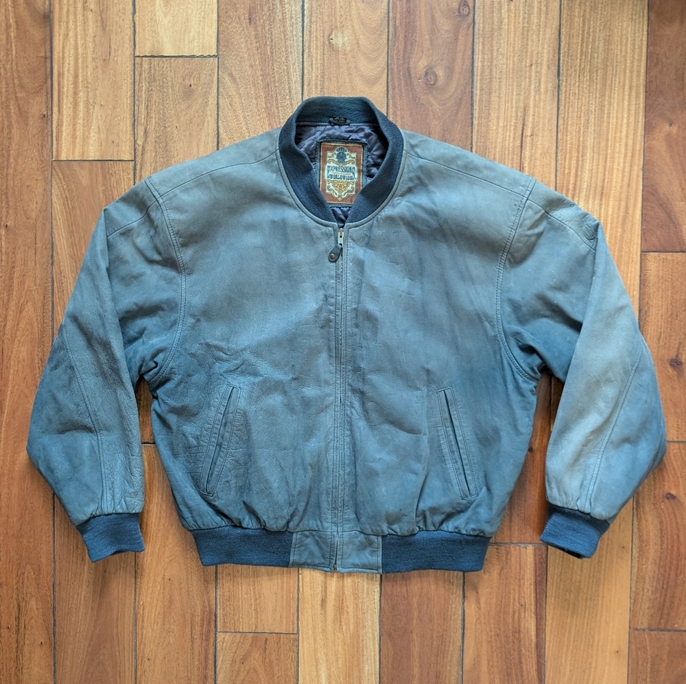 Expressions Vintage Blue Bomber Jacket (XL)